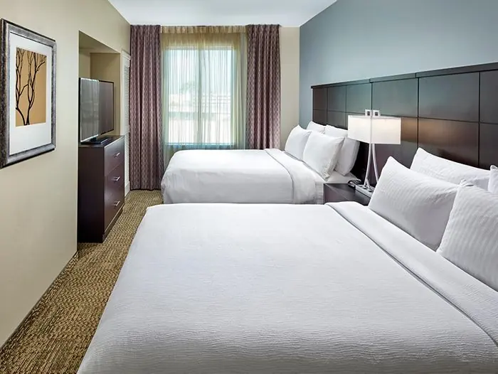 Bedroom with two queen beds.