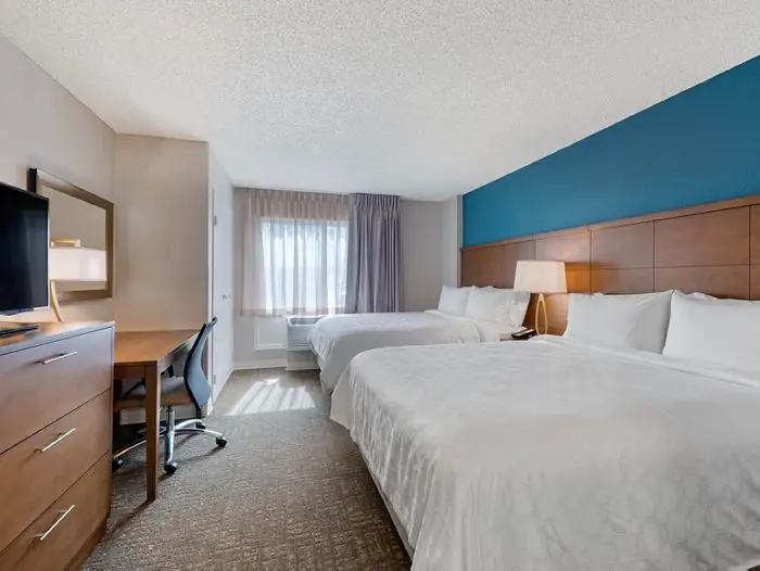 Bedroom with two beds.